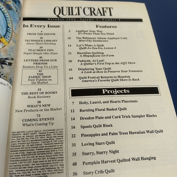 Vintage Quilt Craft Magazine October 1993 Quilting Quilt Patterns Moon Quilt - Picture 2 of 10